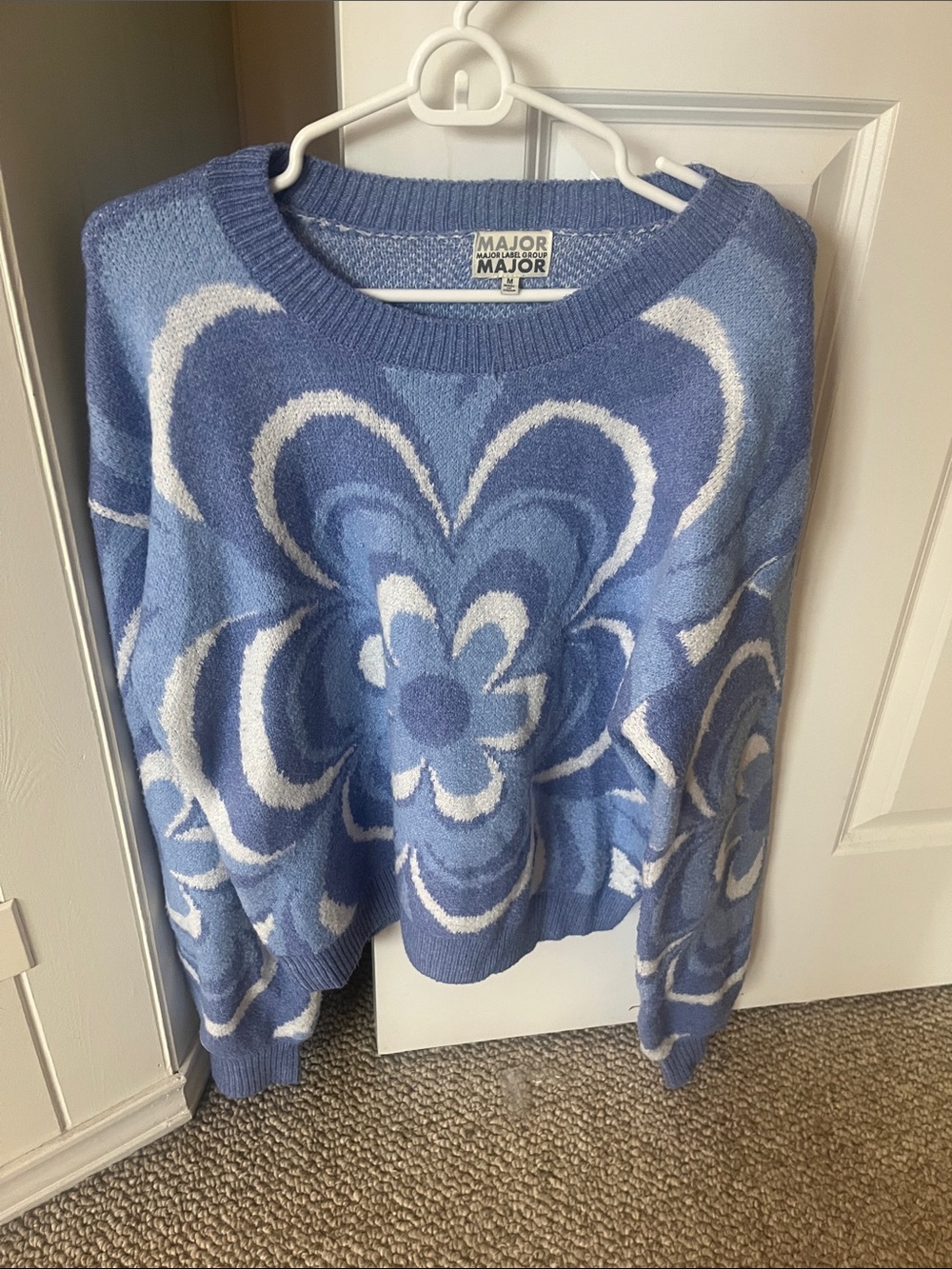 Flower pattern oversized sweater